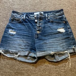 Vici Dark Blue Distressed Jean Shorts
